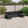Salon de jardin 7 pcs avec coussins noir résine tressée 509005509005
