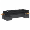 Salon de jardin 7 pcs avec coussins noir résine tressée 509005509005
