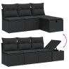 Salon de jardin 7 pcs avec coussins noir résine tressée 509005509005