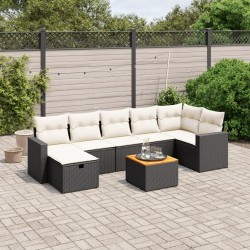 Salon de jardin 8 pcs avec coussins noir résine tressée 509008509008