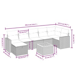 Salon de jardin 8 pcs avec coussins noir résine tressée 509008509008