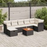 Salon de jardin 8 pcs avec coussins noir résine tressée 509009509009