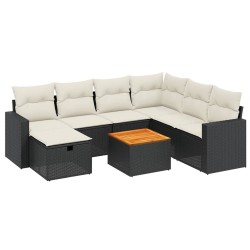 Salon de jardin 8 pcs avec coussins noir résine tressée 509011509011