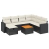 Salon de jardin 8 pcs avec coussins noir résine tressée 509011509011