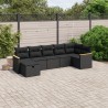 Salon de jardin 7 pcs avec coussins noir résine tressée 509015509015