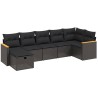 Salon de jardin 7 pcs avec coussins noir résine tressée 509015509015