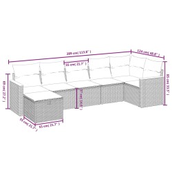 Salon de jardin 7 pcs avec coussins noir résine tressée 509015509015