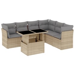 Salon de jardin avec coussins 7 pcs beige résine tressée 509028509028