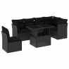 Salon de jardin 7 pcs avec coussins noir résine tressée 509031509031