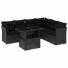 Salon de jardin 7 pcs avec coussins noir résine tressée 509037509037