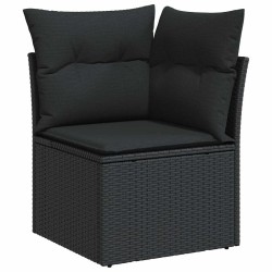 Salon de jardin 7 pcs avec coussins noir résine tressée 509037509037