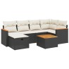 Salon de jardin 7 pcs avec coussins noir résine tressée 509041509041