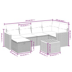 Salon de jardin 7 pcs avec coussins noir résine tressée 509041509041