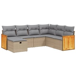 Salon de jardin avec coussins 7pcs mélange beige résine tressée 509052509052