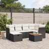 Salon de jardin 7 pcs avec coussins noir résine tressée 509055509055