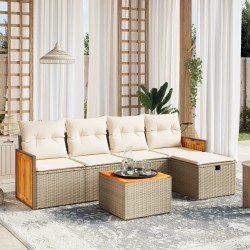 Salon de jardin avec coussins 6 pcs beige résine tressée 509060509060