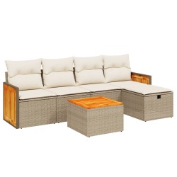 Salon de jardin avec coussins 6 pcs beige résine tressée 509060509060