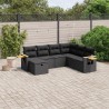 Salon de jardin 7 pcs avec coussins noir résine tressée 509062509062