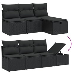 Salon de jardin 7 pcs avec coussins noir résine tressée 509062509062