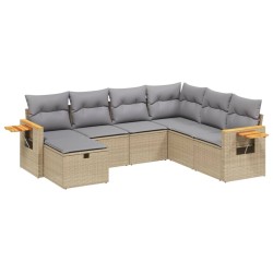 Salon de jardin avec coussins 7pcs mélange beige résine tressée 509064509064