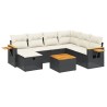 Salon de jardin 8 pcs avec coussins noir résine tressée 509065509065