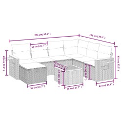 Salon de jardin 8 pcs avec coussins noir résine tressée 509065509065