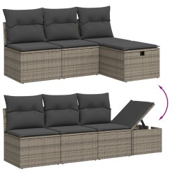 Salon de jardin avec coussins 7 pcs gris résine tressée 509068509068