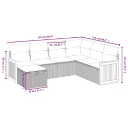 Salon de jardin avec coussins 7 pcs gris résine tressée 509068509068