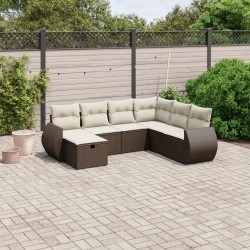 Salon de jardin avec coussins 7 pcs marron résine tressée 509072509072