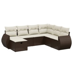 Salon de jardin avec coussins 7 pcs marron résine tressée 509072509072