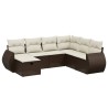 Salon de jardin avec coussins 7 pcs marron résine tressée 509072509072