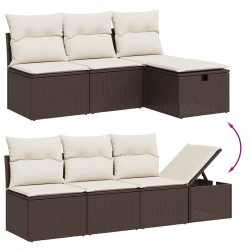 Salon de jardin avec coussins 7 pcs marron résine tressée 509072509072