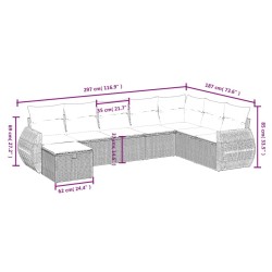 Salon de jardin 8 pcs avec coussins noir résine tressée 509075509075