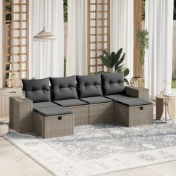 Salon de jardin 6 pcs avec coussins gris clair résine tressée 509078509078