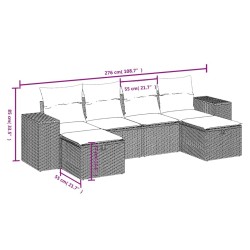 Salon de jardin 6 pcs avec coussins gris clair résine tressée 509078509078