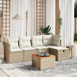 Salon de jardin avec coussins 6 pcs beige résine tressée 509079509079
