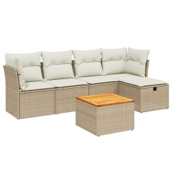 Salon de jardin avec coussins 6 pcs beige résine tressée 509079509079