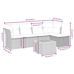 Salon de jardin avec coussins 6 pcs beige résine tressée 509079509079