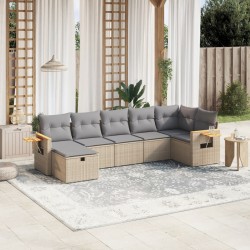 Salon de jardin avec coussins 7pcs mélange beige résine tressée 509087509087
