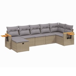 Salon de jardin avec coussins 7pcs mélange beige résine tressée 509087509087