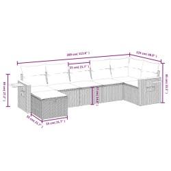 Salon de jardin avec coussins 7pcs mélange beige résine tressée 509087509087