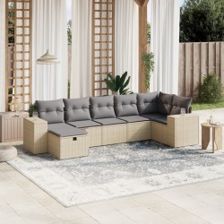 Salon de jardin avec coussins 7pcs mélange beige résine tressée 509088509088