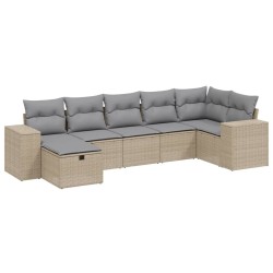 Salon de jardin avec coussins 7pcs mélange beige résine tressée 509088509088