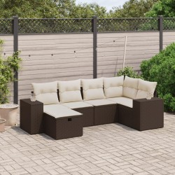 Salon de jardin avec coussins 6 pcs marron résine tressée 509089509089