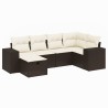Salon de jardin avec coussins 6 pcs marron résine tressée 509089509089