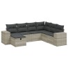 Salon de jardin avec coussins 7 pcs gris clair résine tressée 509090509090