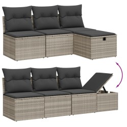 Salon de jardin avec coussins 7 pcs gris clair résine tressée 509090509090