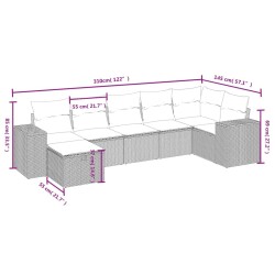 Salon de jardin avec coussins 7 pcs gris clair résine tressée 509090509090