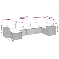 Salon de jardin avec coussins 7pcs mélange beige résine tressée 509091509091