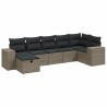 Salon de jardin avec coussins 7 pcs gris clair résine tressée 509093509093